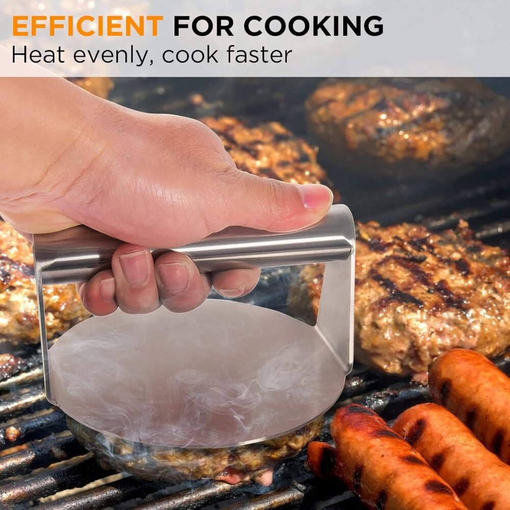 Round Smasher, Non-Stick Smooth Hamburger Press Flat Bottom Without Ridges